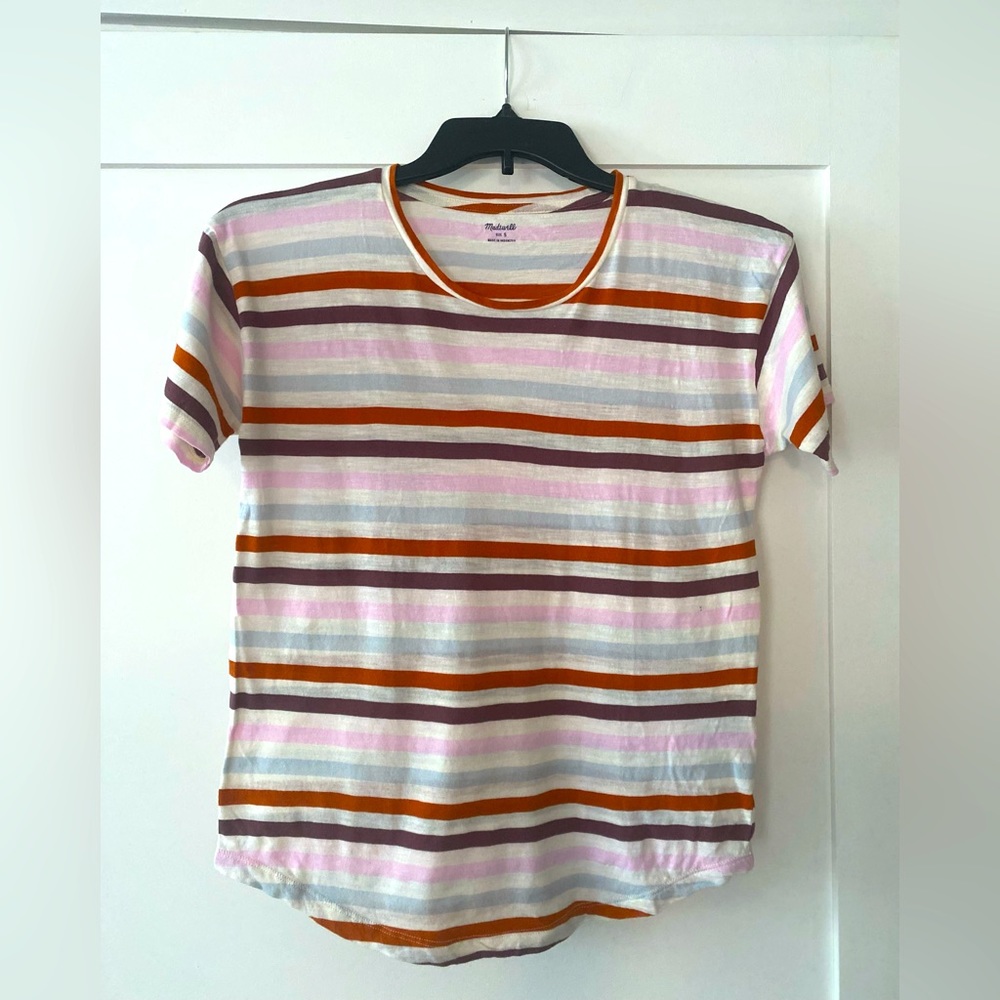 Madewell Whisper Crewneck Tee, Size Small, Multi-stripe